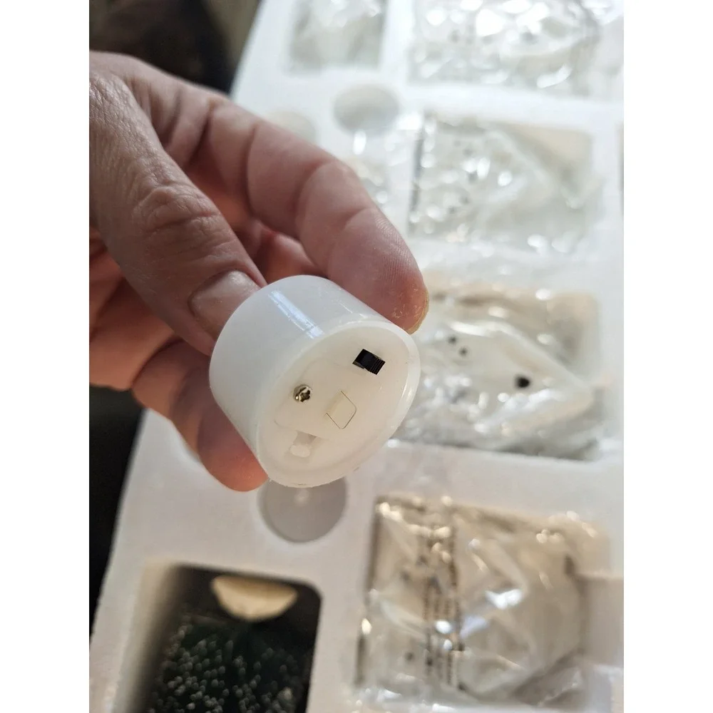 31pc Winter Village White Unglazed Porcelain Holiday Pre Lit LED Figurines, Tree